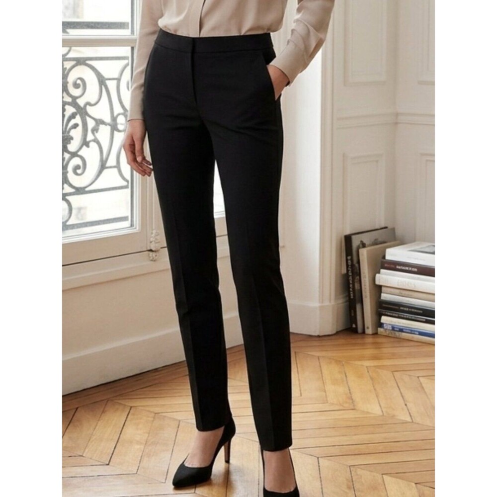Vince Black Mid-Rise Raw Hem Pants: Minimalist Career Chic - Size 4